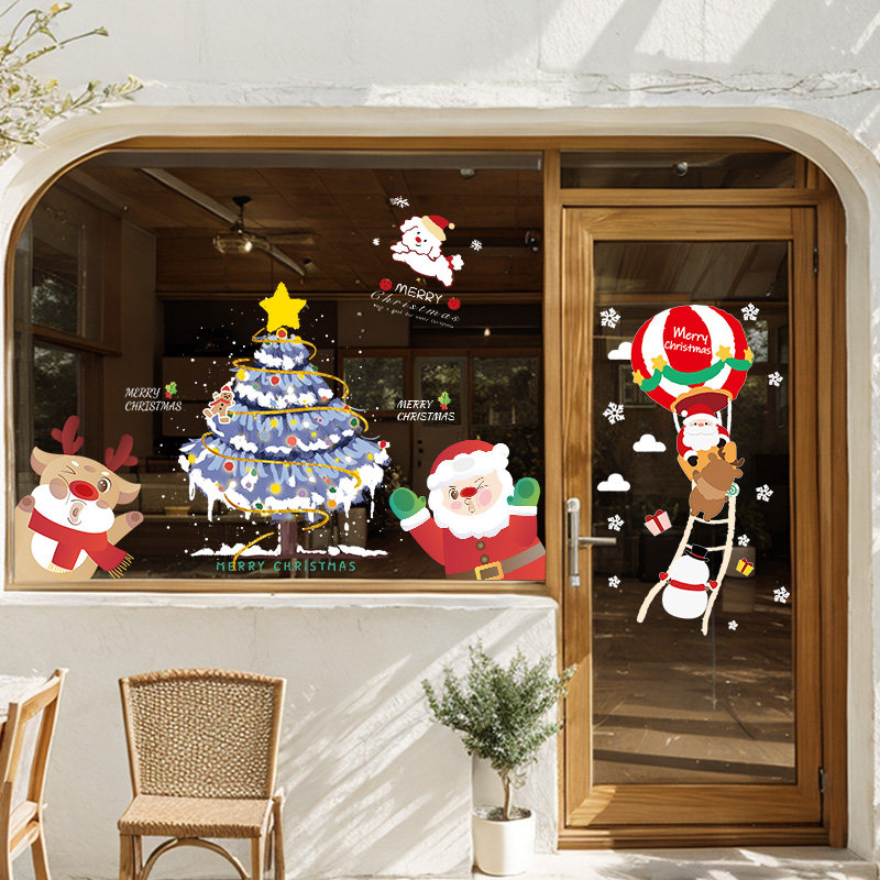 圣诞节场景布置贴纸静电贴玻璃门