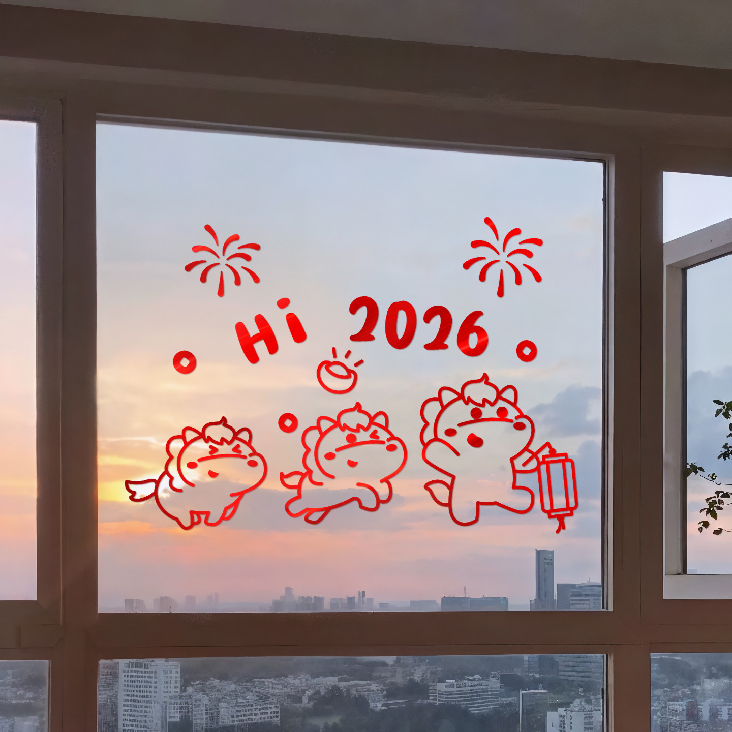 2026新年装饰贴画马年春节氛围布置过年窗花静电贴橱窗玻璃门贴纸