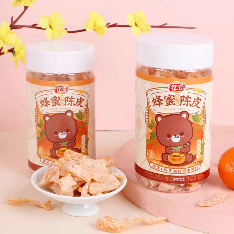 佳宝蜂蜜陈皮100g罐装广东蜜饯凉果干果脯橘子皮怀旧休闲酸甜零食