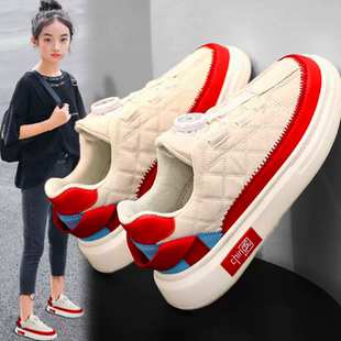 女童鞋子2025春秋新款儿童旋转纽扣运动鞋女孩板鞋春夏小白鞋潮牌
