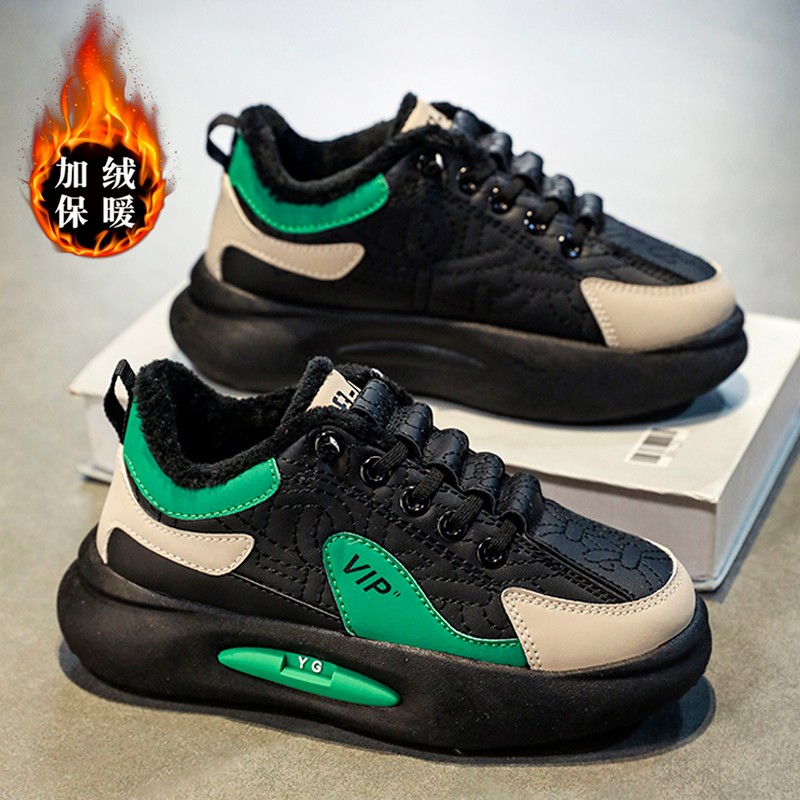 ABC defier男童运动棉鞋2025秋冬皮面儿童高帮老爹鞋加绒保暖二棉