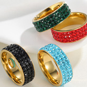 高档镶钻欧美流行钛钢饰品满钻戒指男女款 式 情侣戒指ring指环首饰