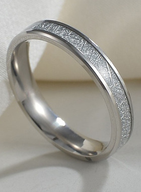 欧美新款钛钢女式饰品镶嵌冰丝箔片4MM宽情侣不锈钢钛钢指环太钢