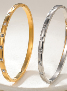 简约金色新款欧美不锈钢饰品女士