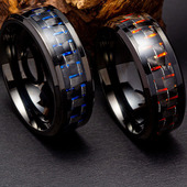 欧美手饰品碳纤维钛钢不锈钢钛钢手饰品指环太钢ring首饰新款 时尚