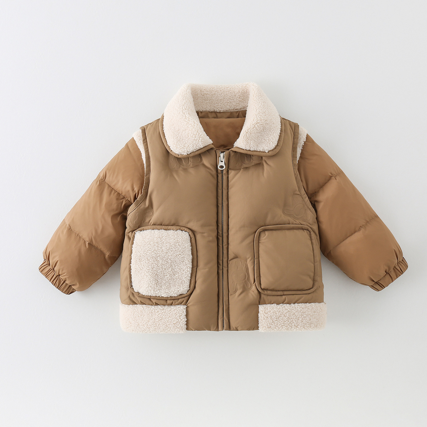 婴幼儿衣服冬装羽绒服长袖马甲两件套男宝宝冬季外出保暖加厚外套