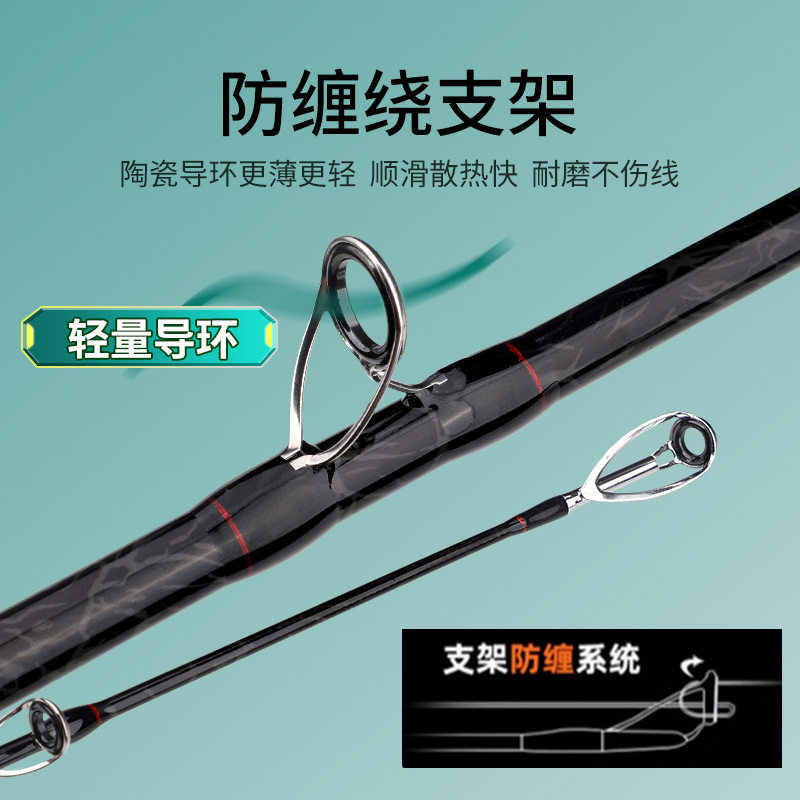 名伦旗舰雷强竿套装鼓轮水滴轮黑鱼竿XH超硬调重雷轻雷碳素雷杆打