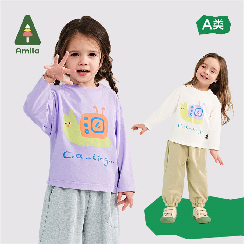 Amila童装2025春季新款男女童宝宝卡通动漫印花上衣套头长袖T恤,童装/婴儿装/亲子装,T恤,淘宝优惠券,粉丝福利购,淘宝优惠卷