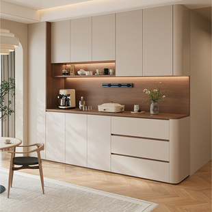 实木餐边柜一体靠墙储物柜客厅酒柜窄边高柜子餐厅茶水柜收纳定制