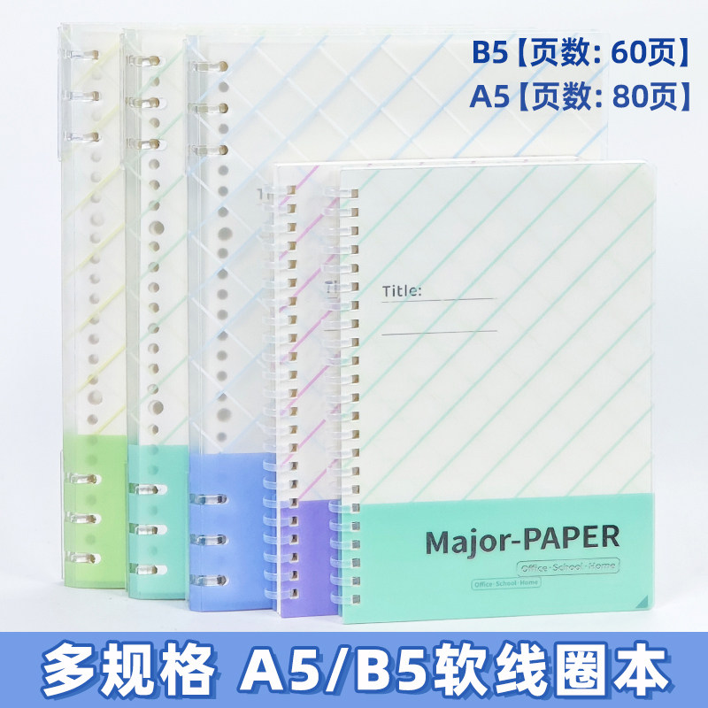 浪人文化A5/B5软线圈本不硌手本子书写流畅pp封面记事手帐笔记本