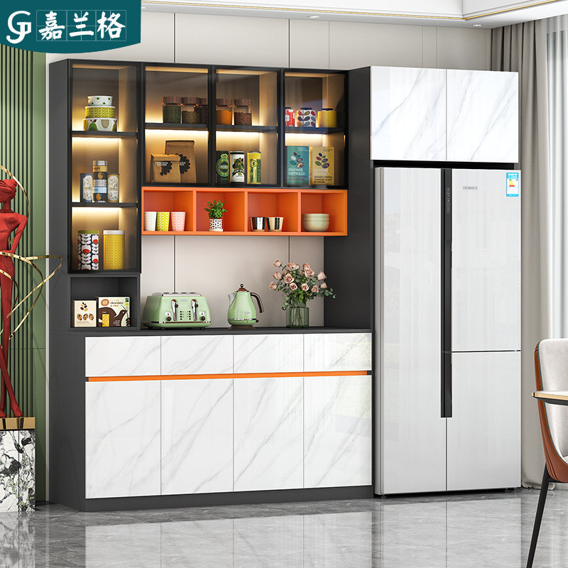 轻奢餐边柜冰箱柜一体靠墙高柜客厅家用餐厅柜茶水柜储物柜子定制