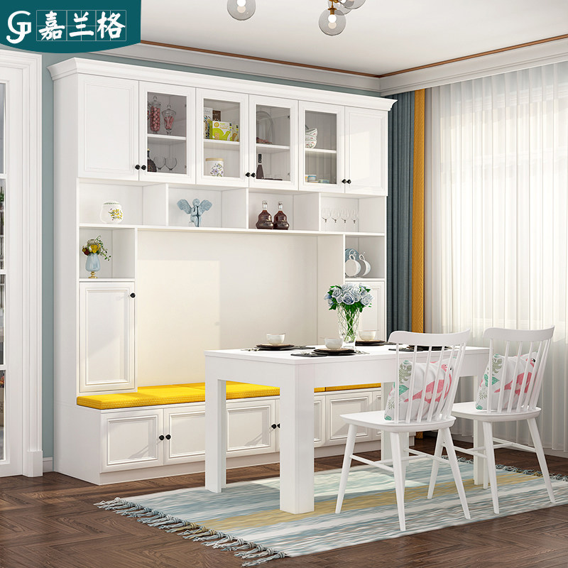 现代简约卡座式餐边柜酒柜一体靠墙多功能家用餐厅组合储物柜定制