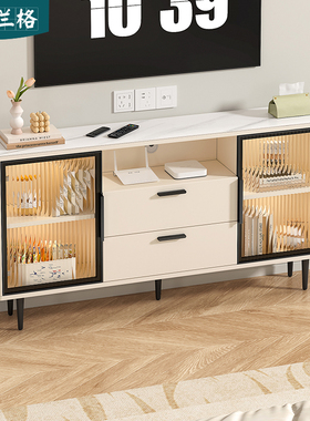 岩板超薄电视柜窄款超薄边柜落地卧室电视柜收纳储物柜定制9D100
