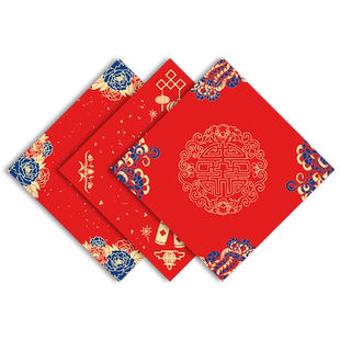 加厚蜡染宣纸斗方2026新年春节万年红对联纸春联纸空白手写书法福字纸大红纸加厚半生熟手工定制洒金门贴