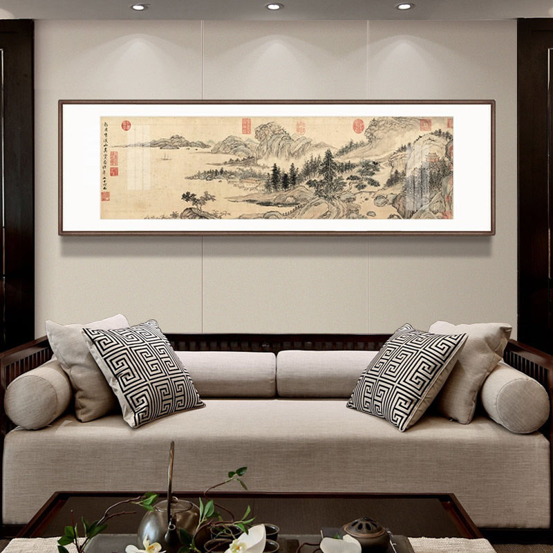 富春山居图国画新中式客厅装饰画茶室沙发背景墙挂画山水壁画招财