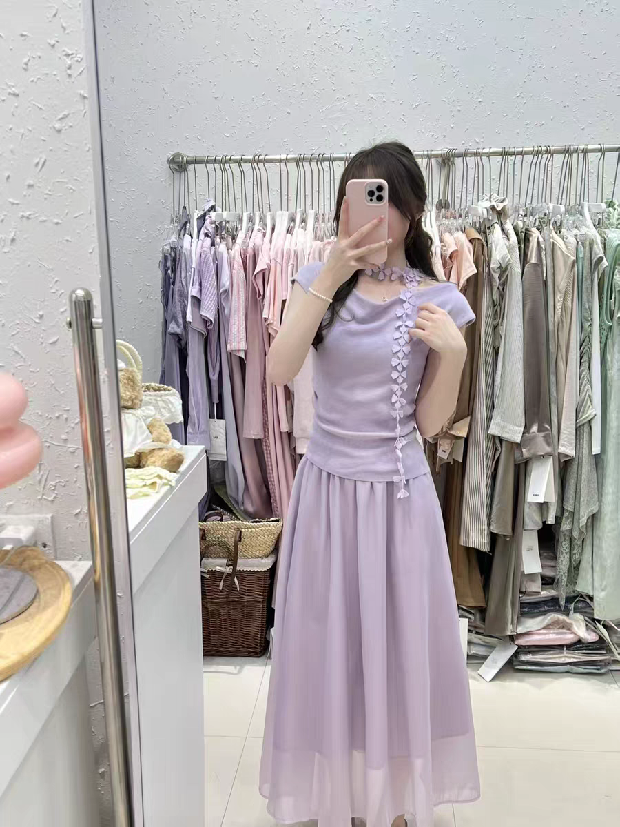法式温柔小香风套装女2025夏季新款荡领无袖上衣高腰半身裙两件套