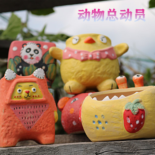 述息多肉植物花盆桌面可爱动物