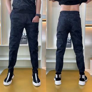 新款 牛仔裤 男士 弹力暗花洋气潮时尚 洋气六兜小脚休闲裤 K911春秋季