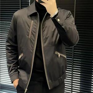 5837欧货秋冬季新款男士鹅绒夹克时尚翻领行政夹克羽绒外套潮流男