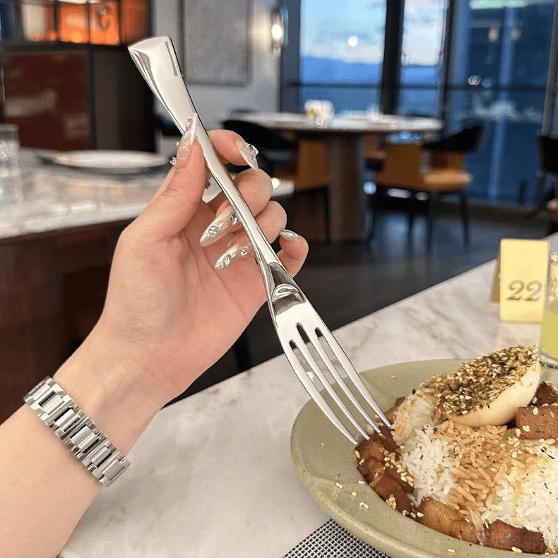 老板娘自留款】网红家用高颜值不锈钢主餐叉牛排叉子长柄西餐叉