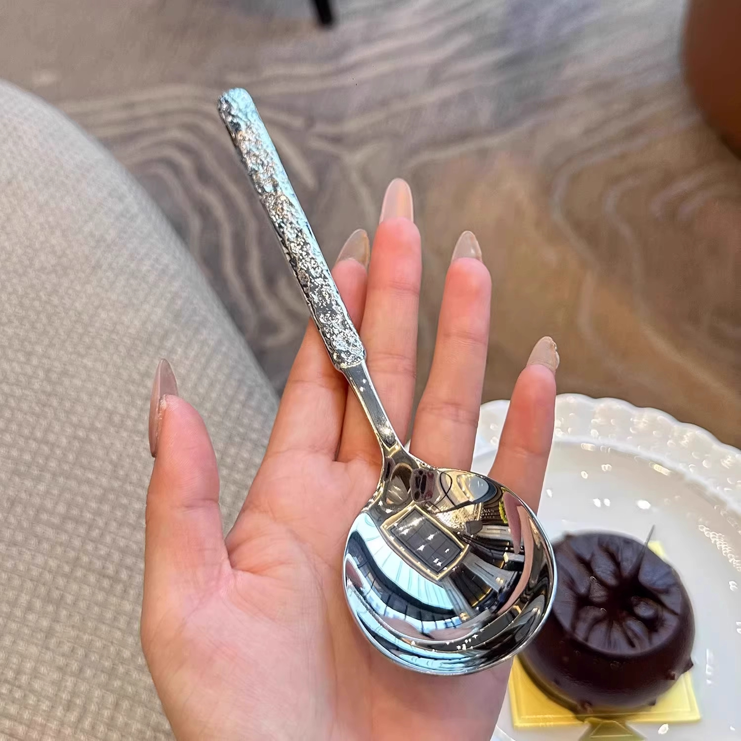 【出口德国】304不锈钢韩式高颜值吃饭勺子家用高档精致长柄汤勺