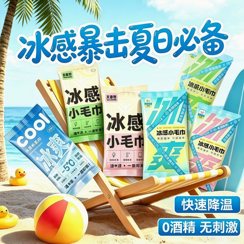 清凉好物冰感降温毛巾湿巾降温冰巾冰凉清凉感运动冷感一次性提神