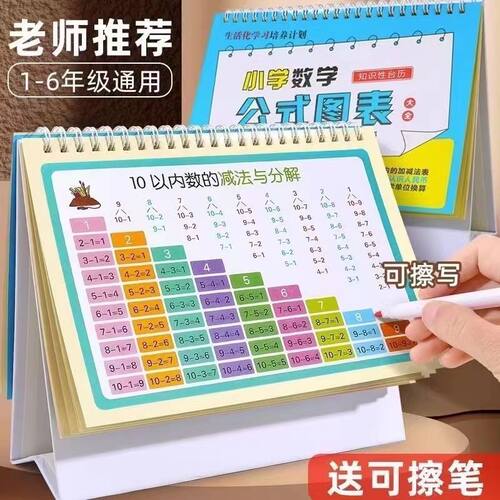 一至六年级小学数学公式图表速算大全台历认知卡小学语文公式台历