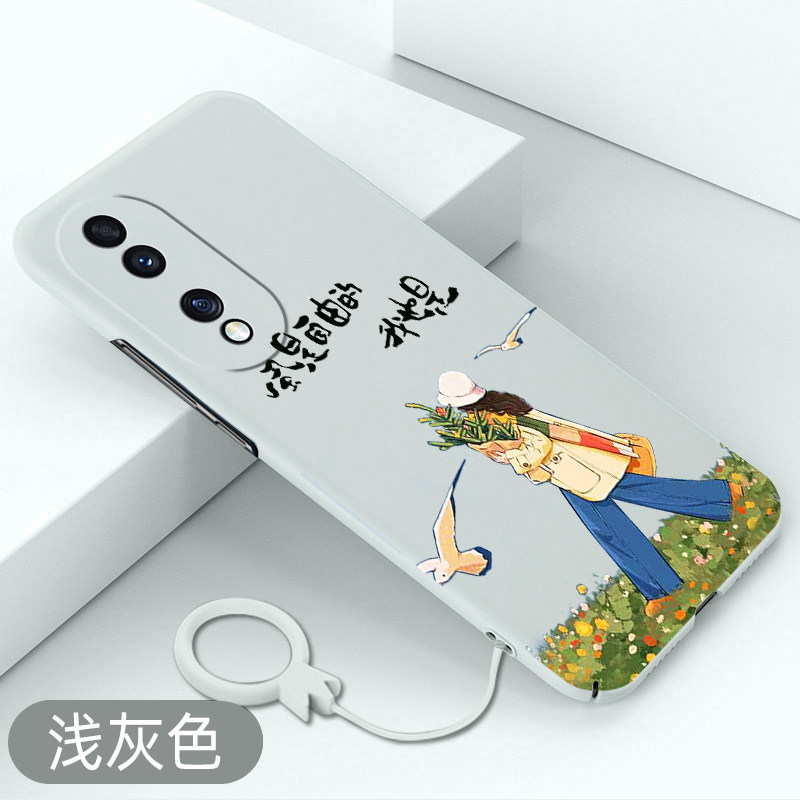 适用于荣耀90手机壳风是自由的荣耀90pro高级感保护套honor90全包超薄硬壳防摔卡通创意不顶膜新款裸机手感