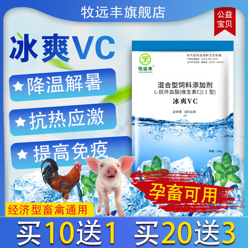 冰爽VC兽用养殖畜禽鸡用中暑清热降温冰凉热应激清凉一夏兽用解暑