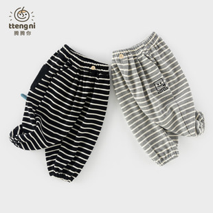 宝宝裤子春秋洋气男宝条纹裤经典休闲百搭款1-5岁儿童收脚裤秋装