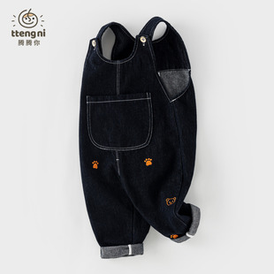 婴儿牛仔背带裤秋季新品1-3岁男宝宝休闲连体裤童装女宝裤子秋装