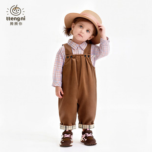 背带裤女童春秋纯棉婴儿裤子港风休闲一岁连体裤洋气宝宝裤子春装