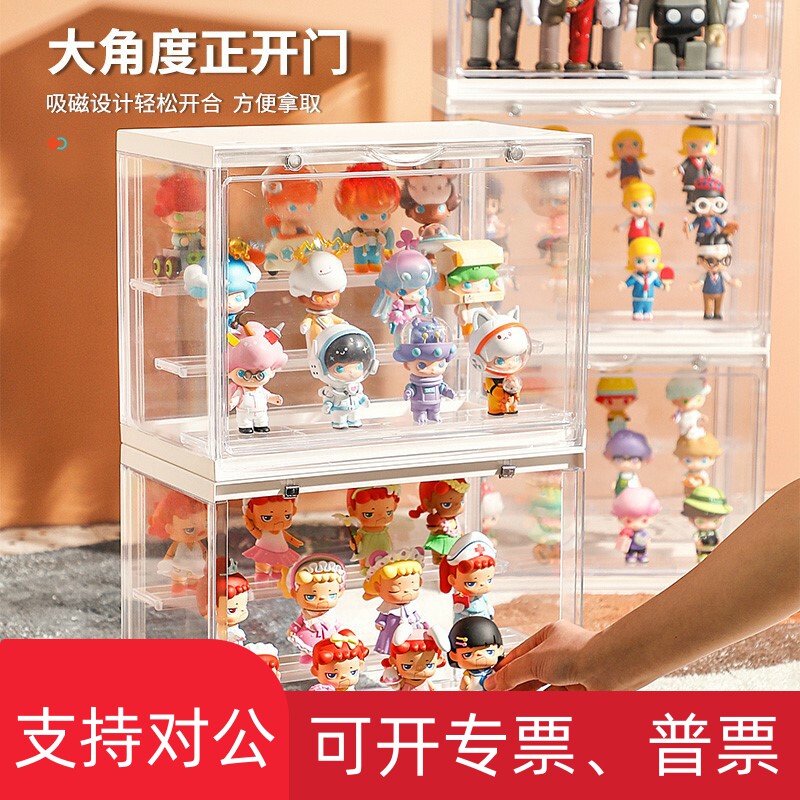 适用kaman盲盒收纳展示架泡泡玛特立体展柜防尘透明亚克力手办收怎么看?