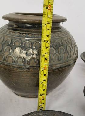 适用老物件酒坛粗陶插花坛子民俗怀旧酒碗老式复古摆件土陶罐影视