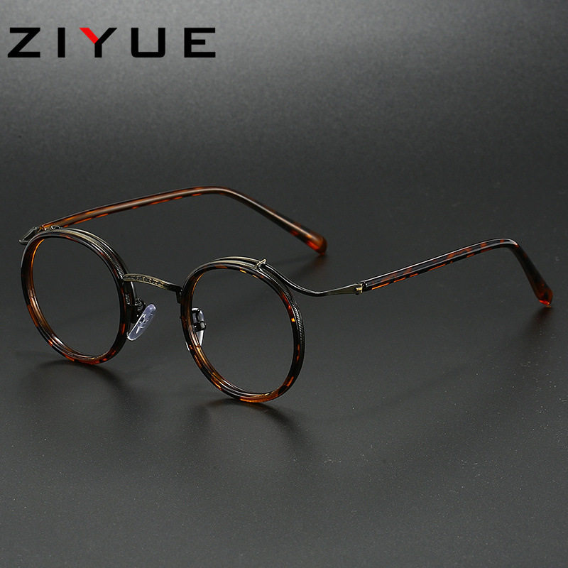 眼镜超轻复古民国风个性可配近视眼镜框小圆形色男潮同款全框