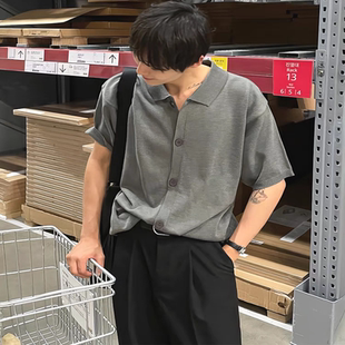 丝光棉冰丝针织开衫 短袖 美式 男凉薄包芯纱修身 卫衣透气工装 polo衫