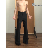 高街微喇叭西裤 裤 男显瘦显高窄版 免烫塑身休闲西装 小直筒长裤 美式