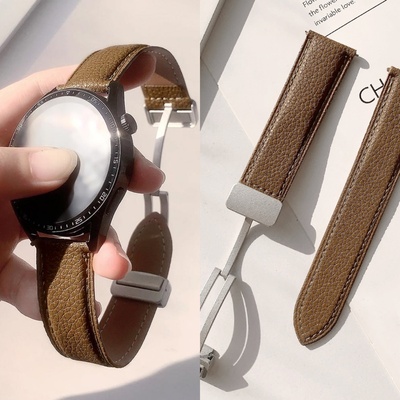 适用华为gt6/gt5手表带watch5/6新款PU荔枝纹pro运动gt3智能watchgt4磁吸扣gt2男女4高级感荣耀替能配件腕带