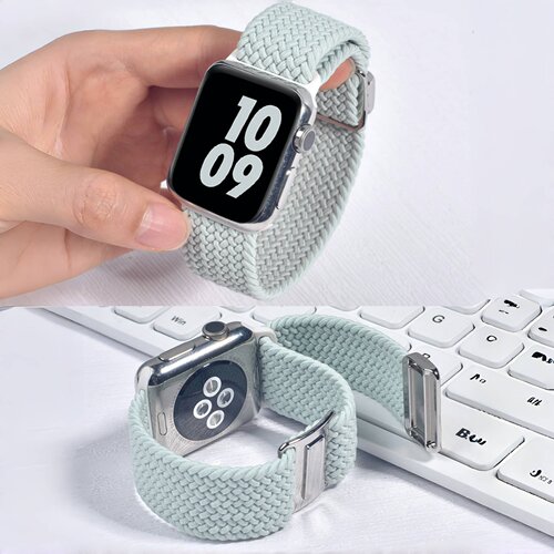 适用applewatch9手表带iwatch10苹果手表s11尼龙表带编织弹力运动s8/7/6/5/4代ultra3夏季se新款s10回环磁吸