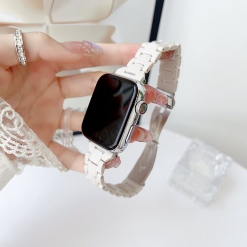 适用iwatchS8/S9苹果手表细彩色糖果树脂applewatch765表带se新款透明高级s10小清新s11表带ultra3腕带运动夏