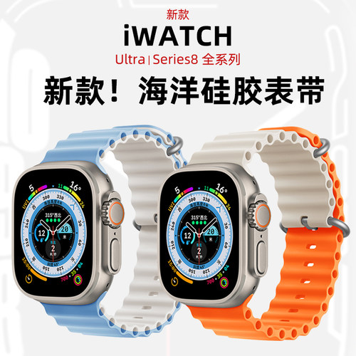 适用iwatch海洋硅胶表带wezi