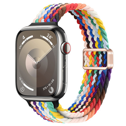 适用iwatch8表带s11苹果手表apple watch9/7/6/5/4代夏天新款10代尼龙s7编织透气se2女ultra3磁吸替换带时尚