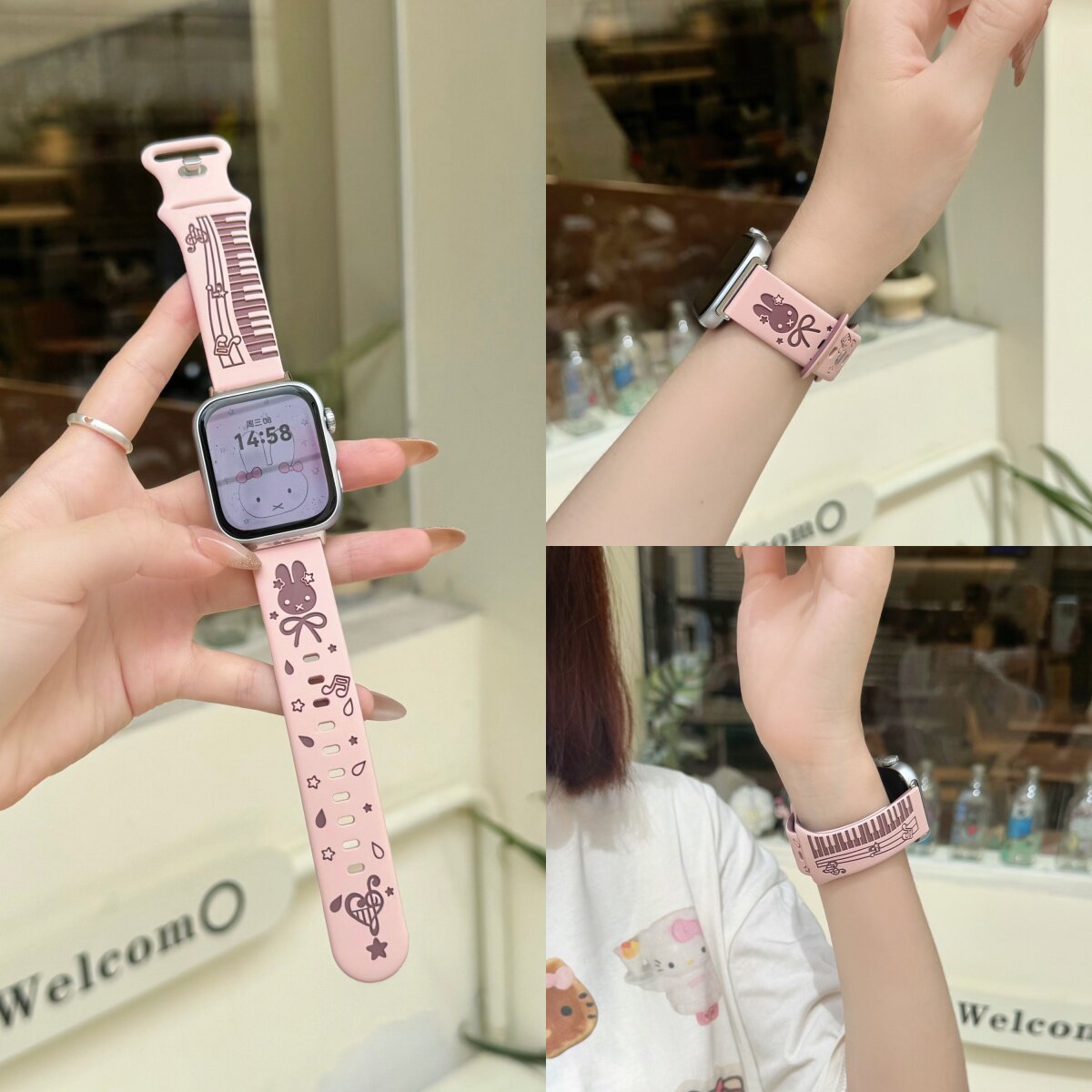适用iWatchs11代新款华为FIT5华为gt系列苹果手表s11/10/9/8/7/se3舒适FIT43小米10Pro女款红米6高级感透气 - 实物图