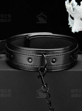 学妹 磨砂黑高端项圈男牵引绳定制刻字男士choker男生牵引炼m