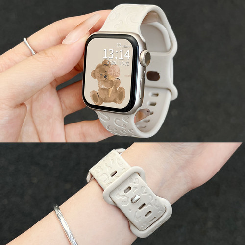 iwatch10新款豹纹蝴蝶扣硅胶表带