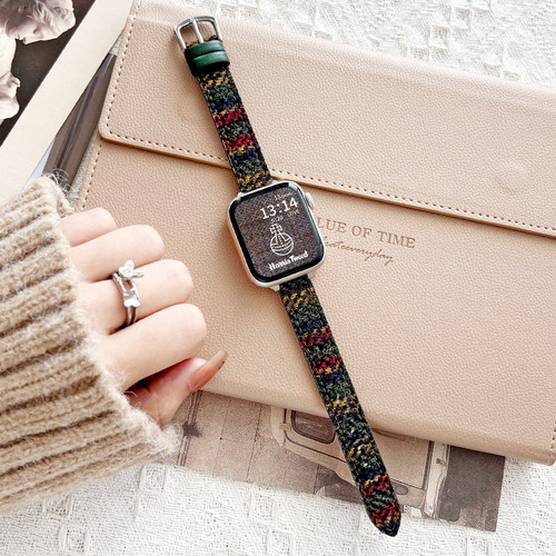 适用iwatchs11秋冬新款毛呢表带
