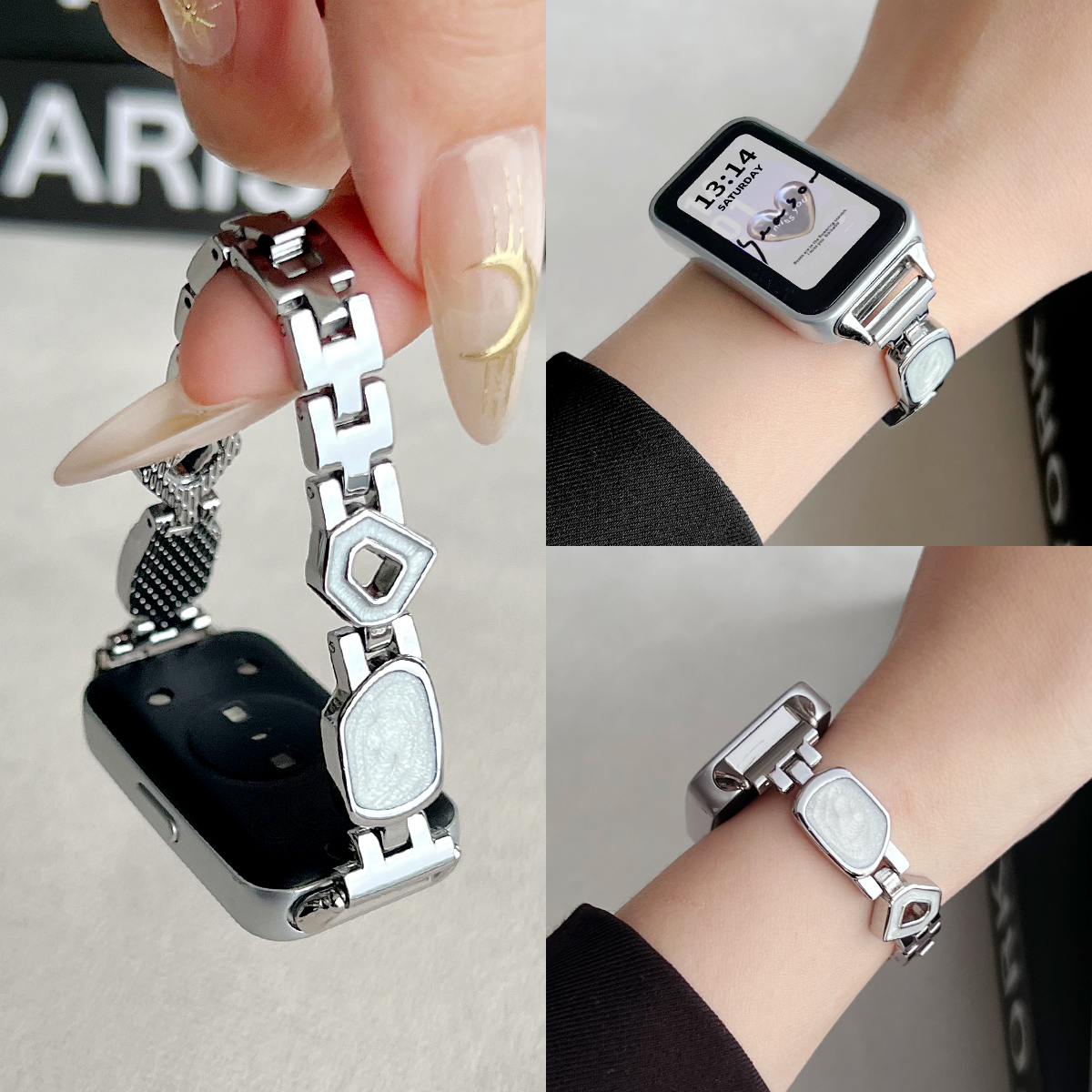 手环10表带夏季新款细闪鎏金表链