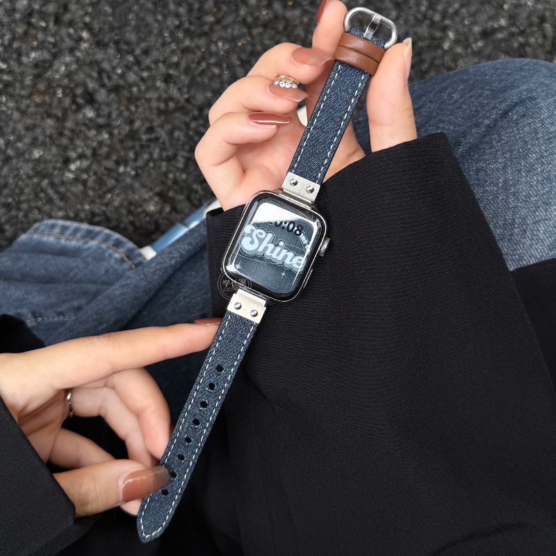 iwatch10达尔文金属拼牛仔皮表带