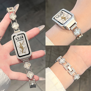 腕带女高级感手链band7手表带舒适透气6pro智能运动荣耀十 8nfc版 九代电子表链 金属9 适用华为手环10表带新款