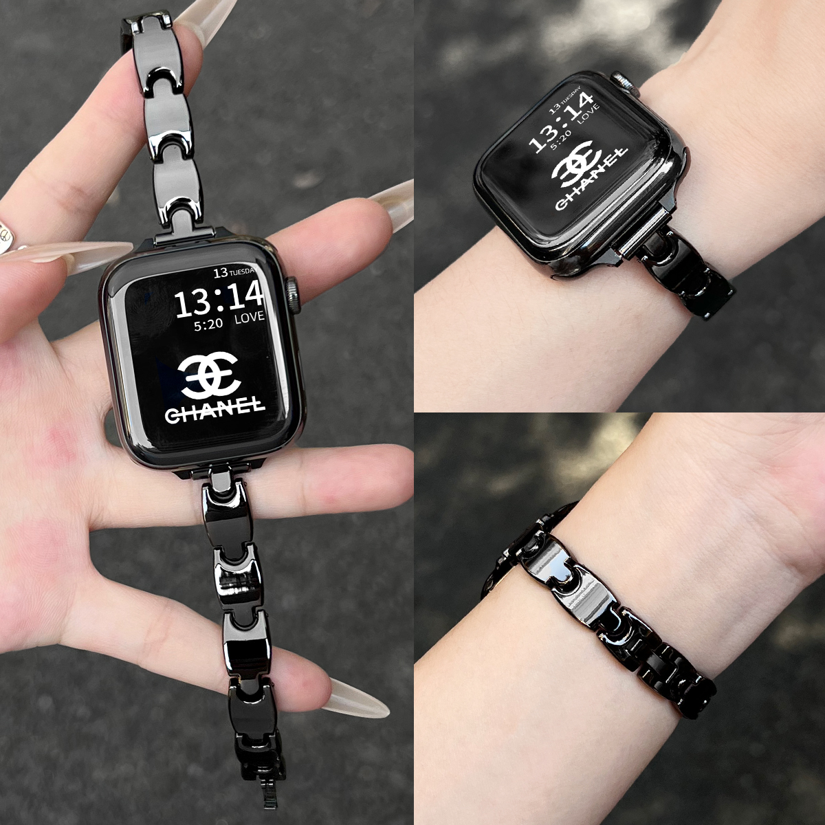 适用iwatchs10手表带金属仿陶瓷